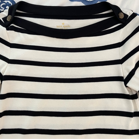 Kate Spade stripe dress, with boat neck style and pocket buttons, size small (4) - Picture 3 of 12